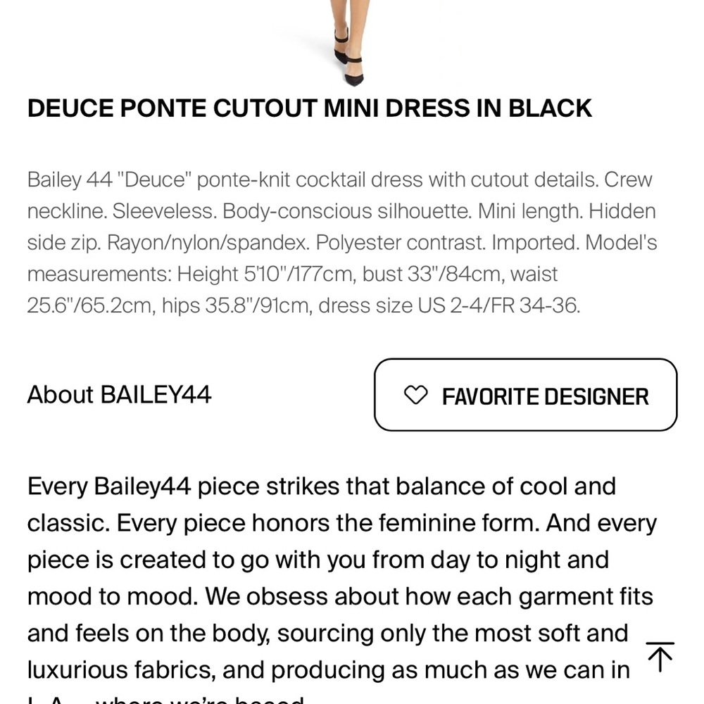 Bailey 44 Dolce Pointe Black Cutout Mini Dress - Picture 2 of 8